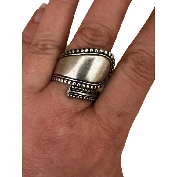 Size 11 Sterling Silver Plated Unisex Wrap Style Spoon Ring - Picture 6 of 6